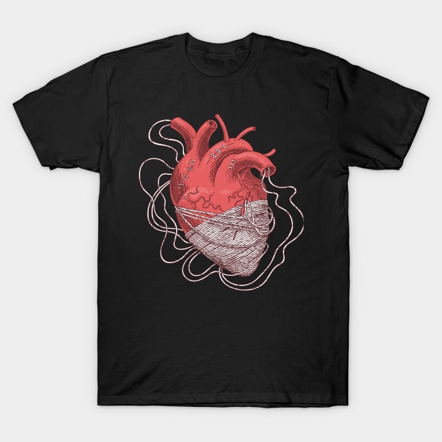 heart red tangled threads T-Shirt by Mako Design 